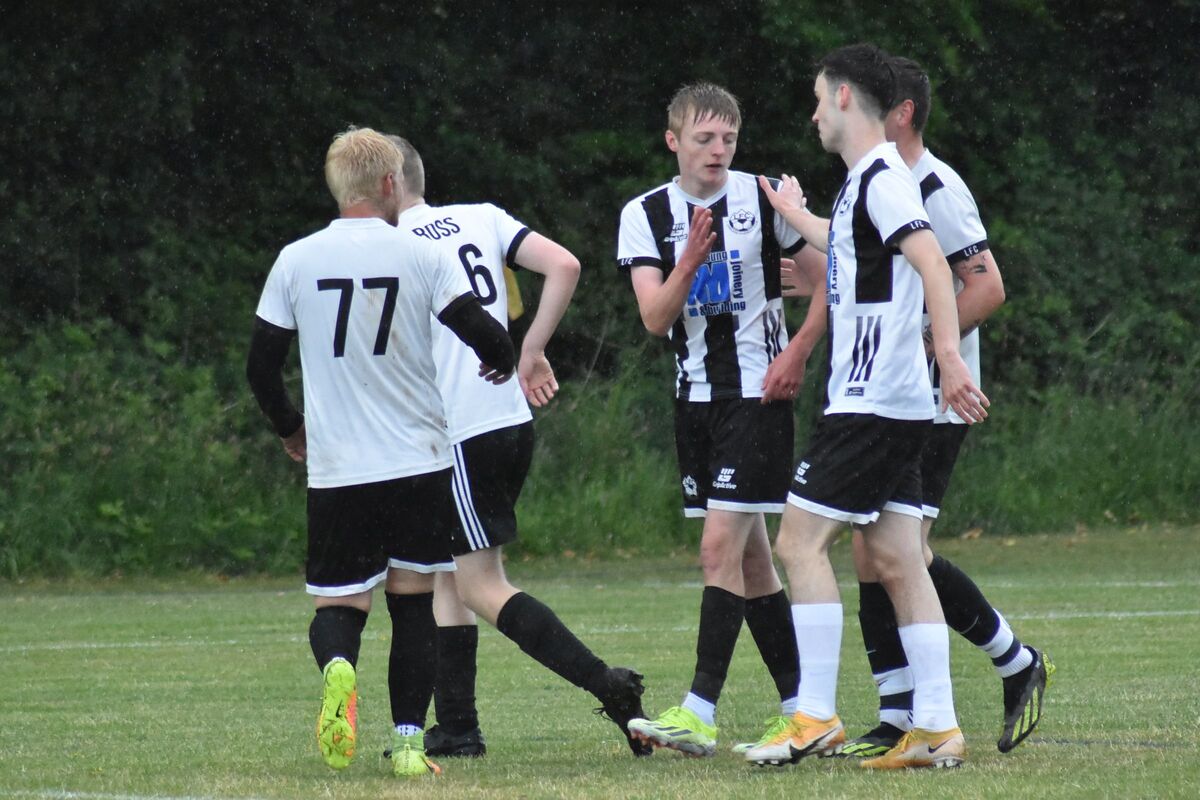 Teammates congratulate Kellen Craig who scored two goals in the match and was named the man of the match. Teammates congratulate Kellen Craig who scored two goals in the match and was named the man of the match.