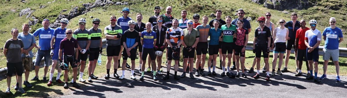 Riders and organisers at the Cruachan Dam Hill climb. Photograph: Kevin McGlynn.