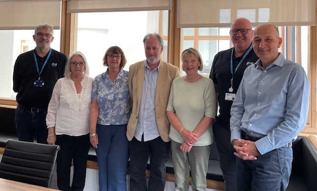 Brian Fulton, CMAL; Frances Gilmour, Save Ardrossan Harbour; Ann and Wyllie Hume, Arran for Ardrossan Harbour; Christine Cowie, Save Ardrossan Harbour; Kevin Hobbs, CMAL, and Duncan Mackison, CalMac. Not pictured, Caroline Connelly, Transport Scotland. Brian Fulton, CMAL; Frances Gilmour, Save Ardrossan Harbour; Ann and Wyllie Hume, Arran for Ardrossan Harbour; Christine Cowie, Save Ardrossan Harbour; Kevin Hobbs, CMAL, and Duncan Mackison, CalMac. Not pictured, Caroline Connelly, Transport Scotland.