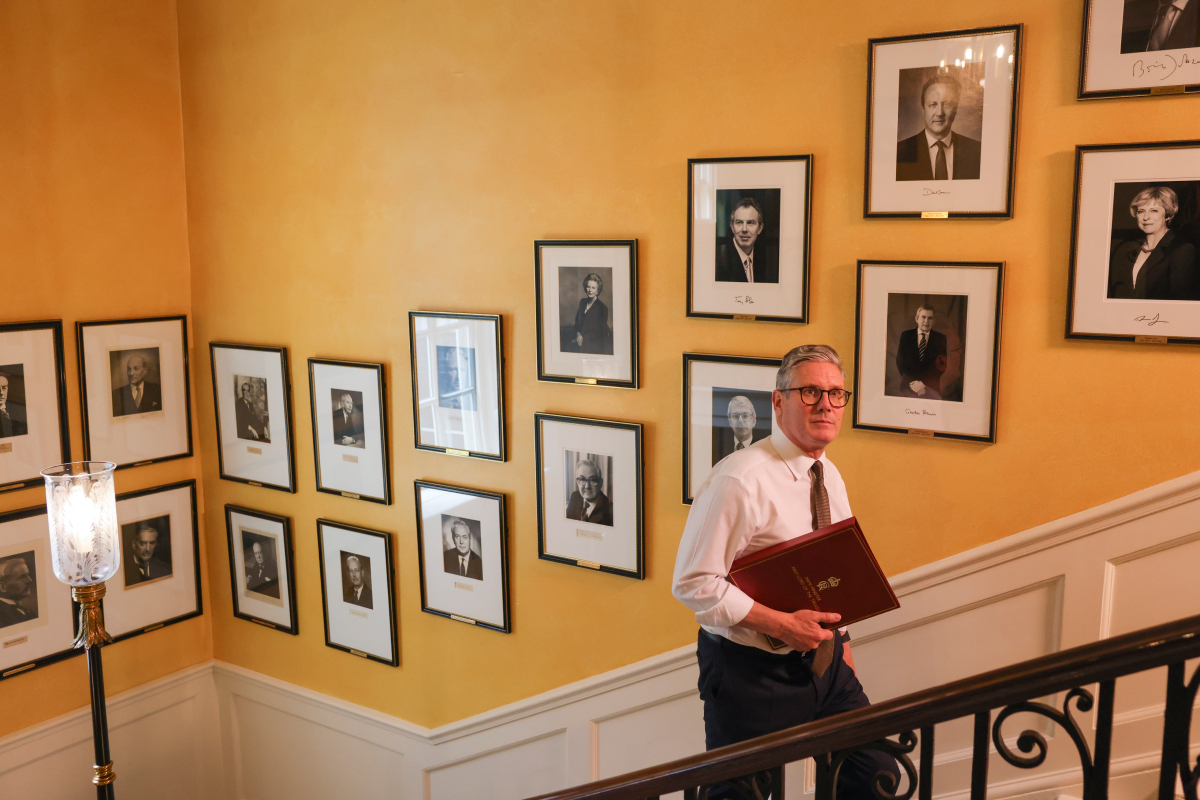 Prime Minister Keir Starmer works in Downing Street