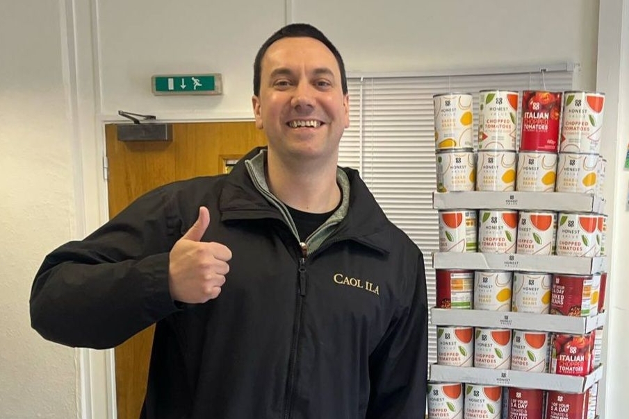 Councillor Alastair Redman made a donation to Tarbert food bank. Photograph: Alastair Redman Councillor Alastair Redman made a donation to Tarbert food bank. Photograph: Alastair Redman