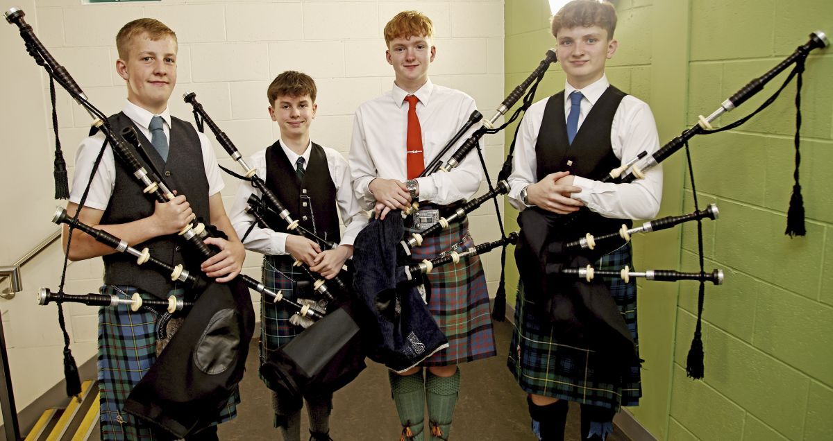 Etive Pipers, winners of a new under 19s piping contest at this year's Oban Local Mòd. Photograph: Kevin McGlynn Etive Pipers, winners of a new under 19s piping contest at this year's Oban Local Mòd. Photograph: Kevin McGlynn