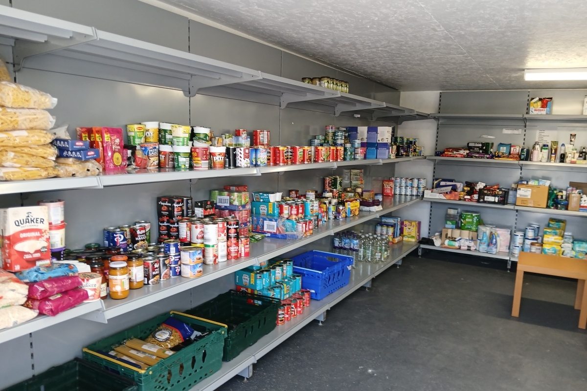 The Lochgilphead food share hub's shelves all stocked up. Photograph: MOMA