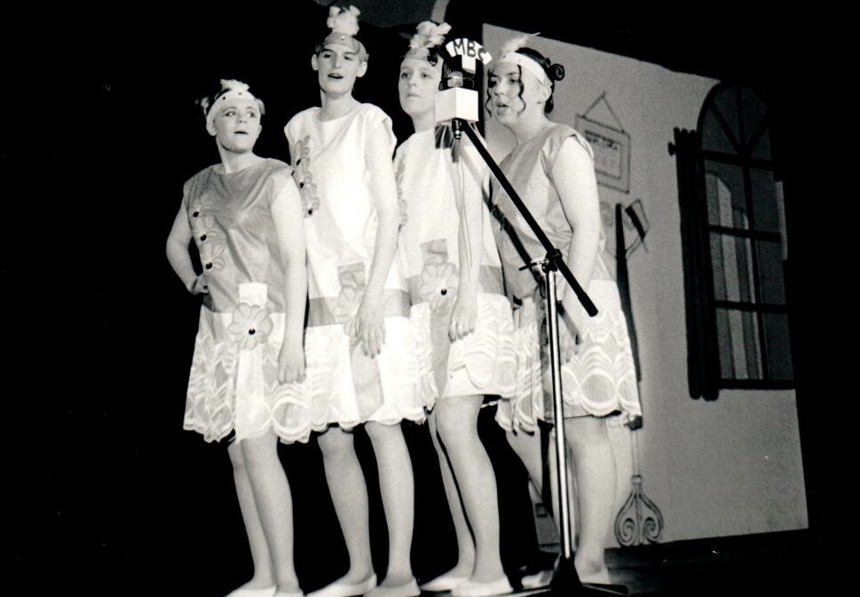 Lorna Kelly, Sarah Gouldsthorpe, Louise Pattenden and Anna Kilshaw pose as flappers in Arran High School’s production of Bugsy Malone. Lorna Kelly, Sarah Gouldsthorpe, Louise Pattenden and Anna Kilshaw pose as flappers in Arran High School’s production of Bugsy Malone.