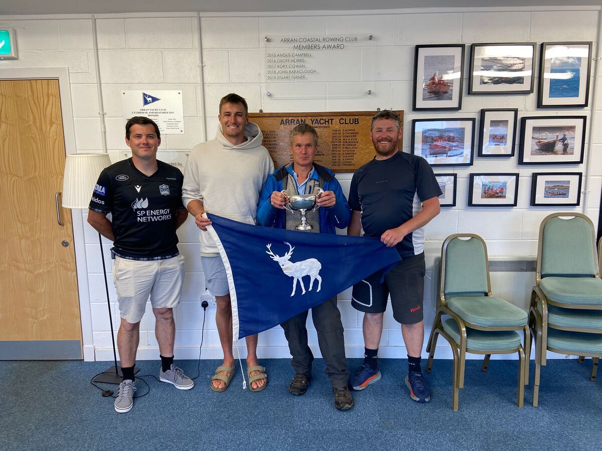 Scott Currie, Neil Hunter, Iain Hunter and Sam Bourne took the podium spots at Arran Yacht Club’s Middleton Cup race, which took place for the first time in 10 years. Photograph: Arran Yacht Club. Scott Currie, Neil Hunter, Iain Hunter and Sam Bourne took the podium spots at Arran Yacht Club’s Middleton Cup race, which took place for the first time in 10 years. Photograph: Arran Yacht Club.