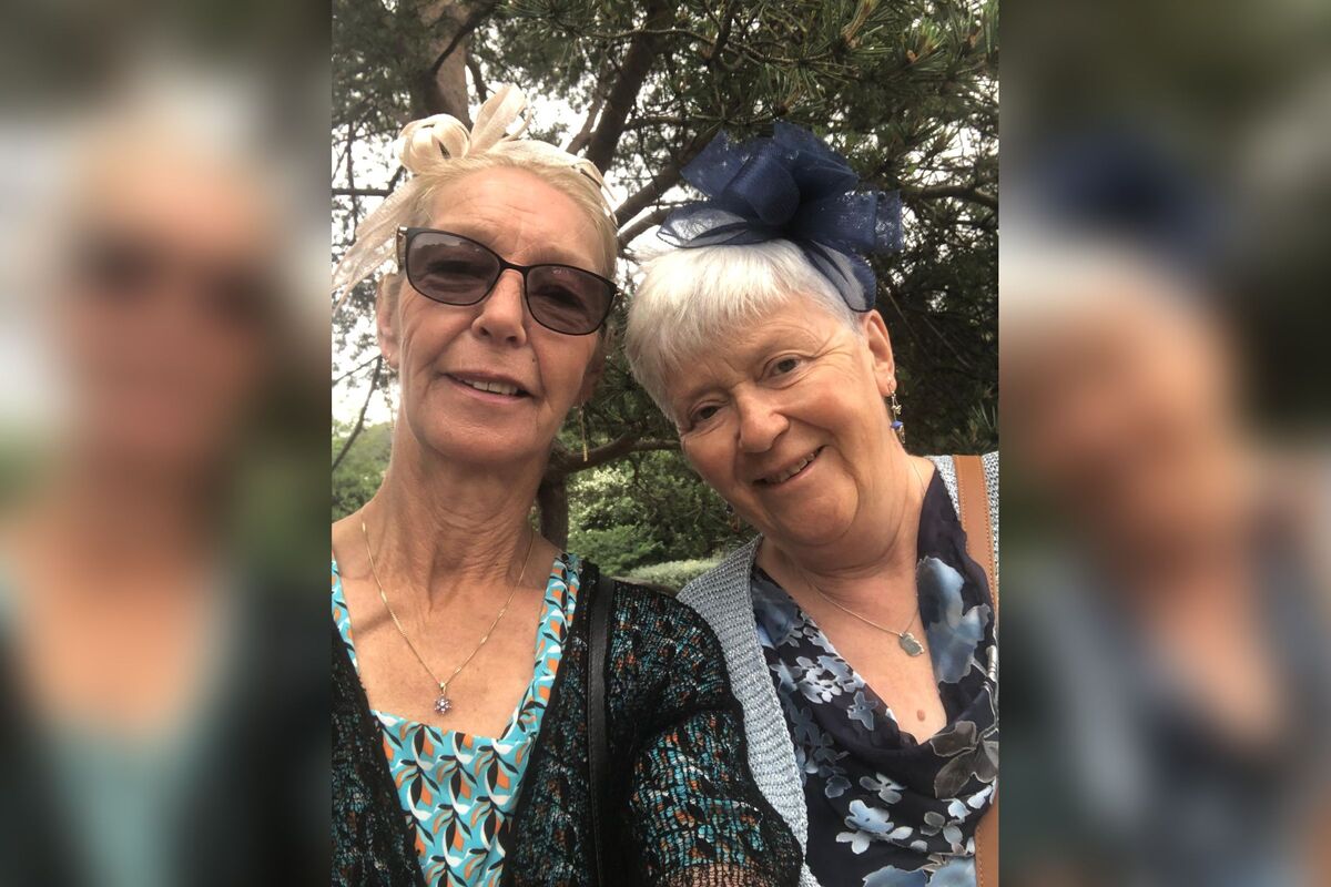 Karen Stirland and Julie Graham at the garden party at the palace of Holyroodhouse. Photograph: Karen Stirland. Karen Stirland and Julie Graham at the garden party at the palace of Holyroodhouse. Photograph: Karen Stirland.