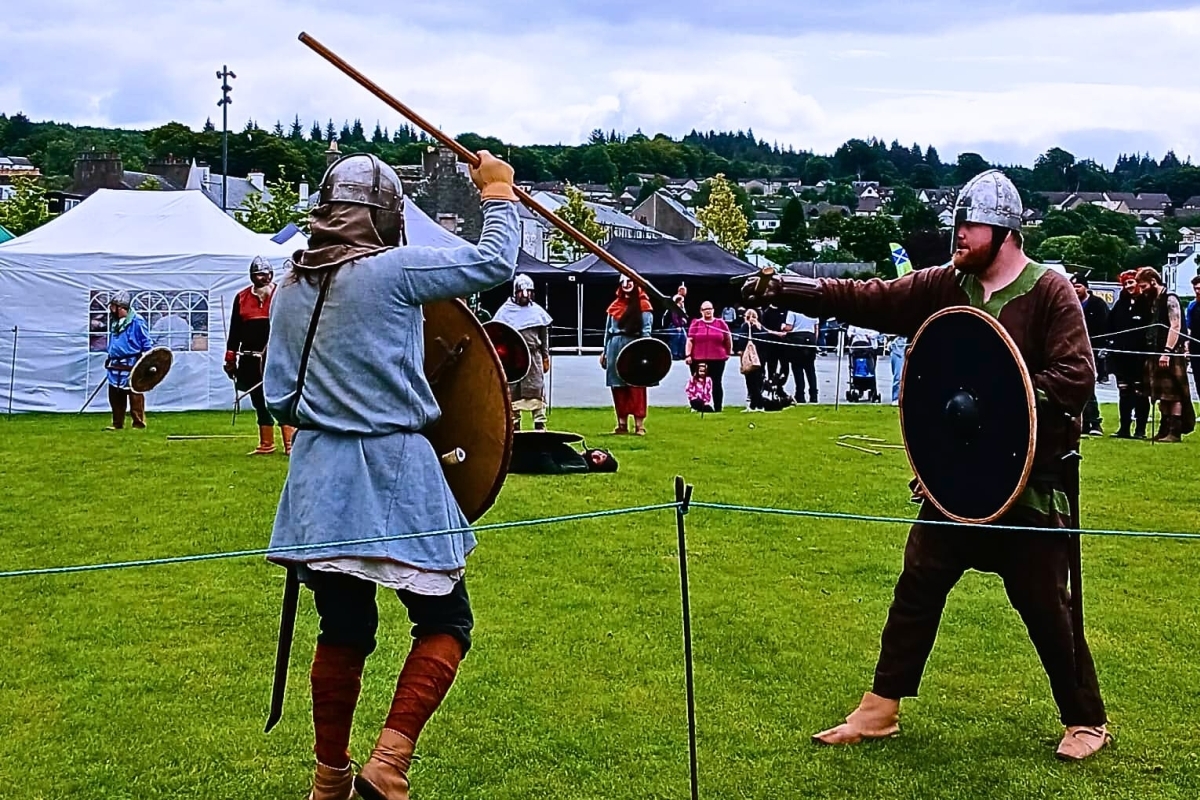 Viking battle demonstrations took place throughout the weekend of the Lochgilphead Celtic and Pictish Festival. Photograph: Katy Runacres