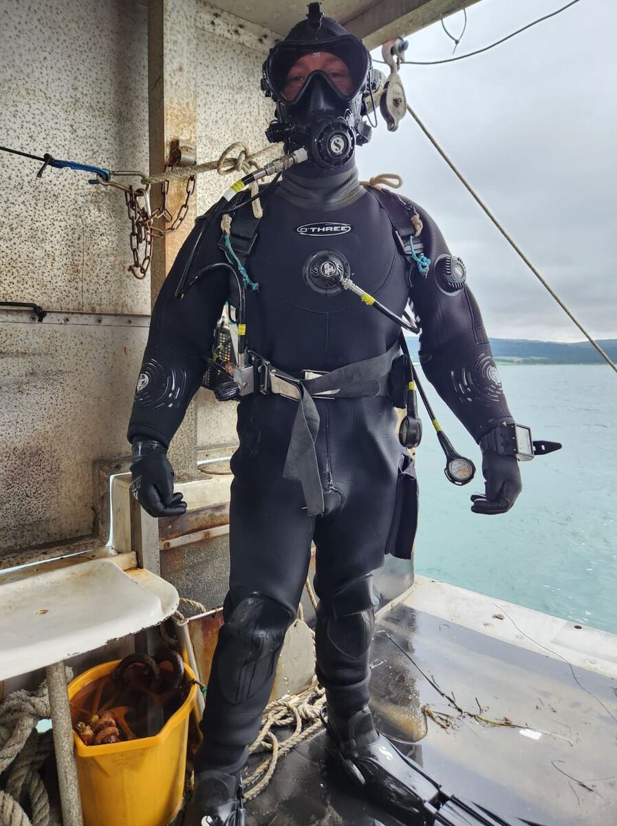 Scott Rowan ready for his first dive back at work since his heart op totally funded by wellwishers. Photograph: Scott Rowan