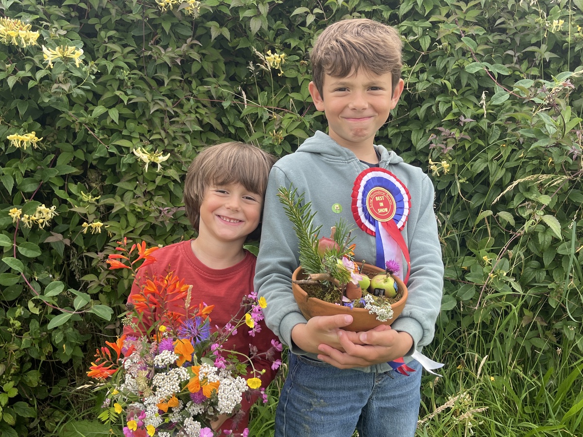 Brothers Edwin and Milo Pickett were among prize winners at this year's Luing Horticultural Show.