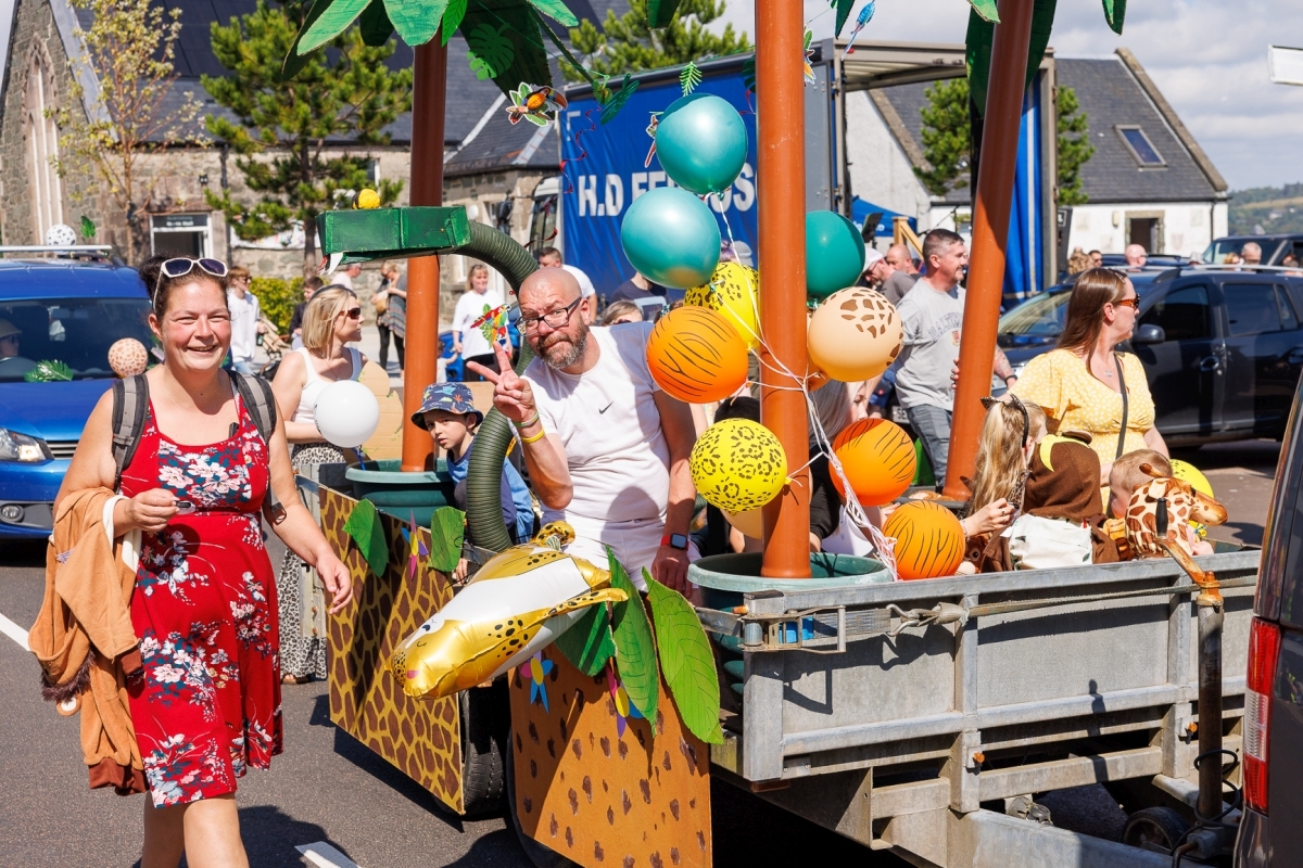 The floats at Ardrishaig Gala Day had a variety of jungle animals on board. Photograph: Andew Wallace.