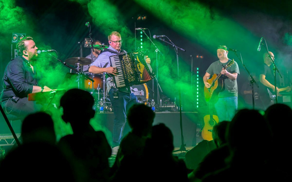 Trail West get the Friday night crowd jumping at Lochaber Live. Photograph: Phil Hughes