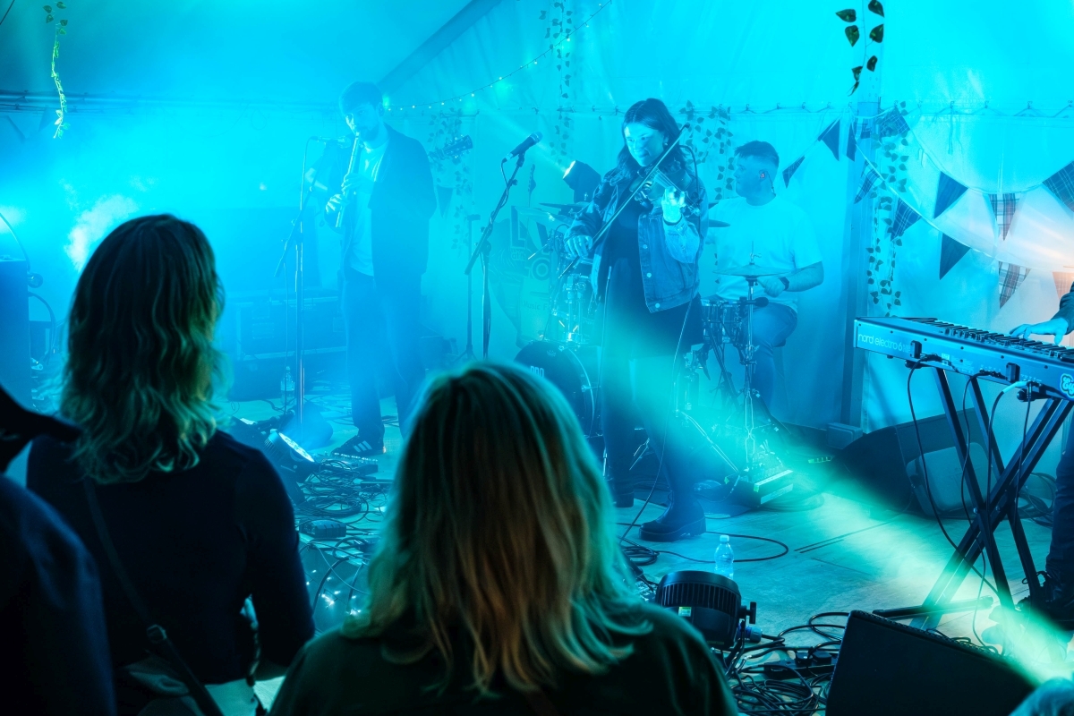 Heron Valley headlined the harbour marquee on the Friday night at Live at the Loch. Photograph: Andrew Wallace.