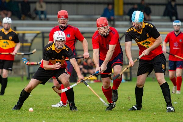Action at the M&ograve;d shinty cup finals