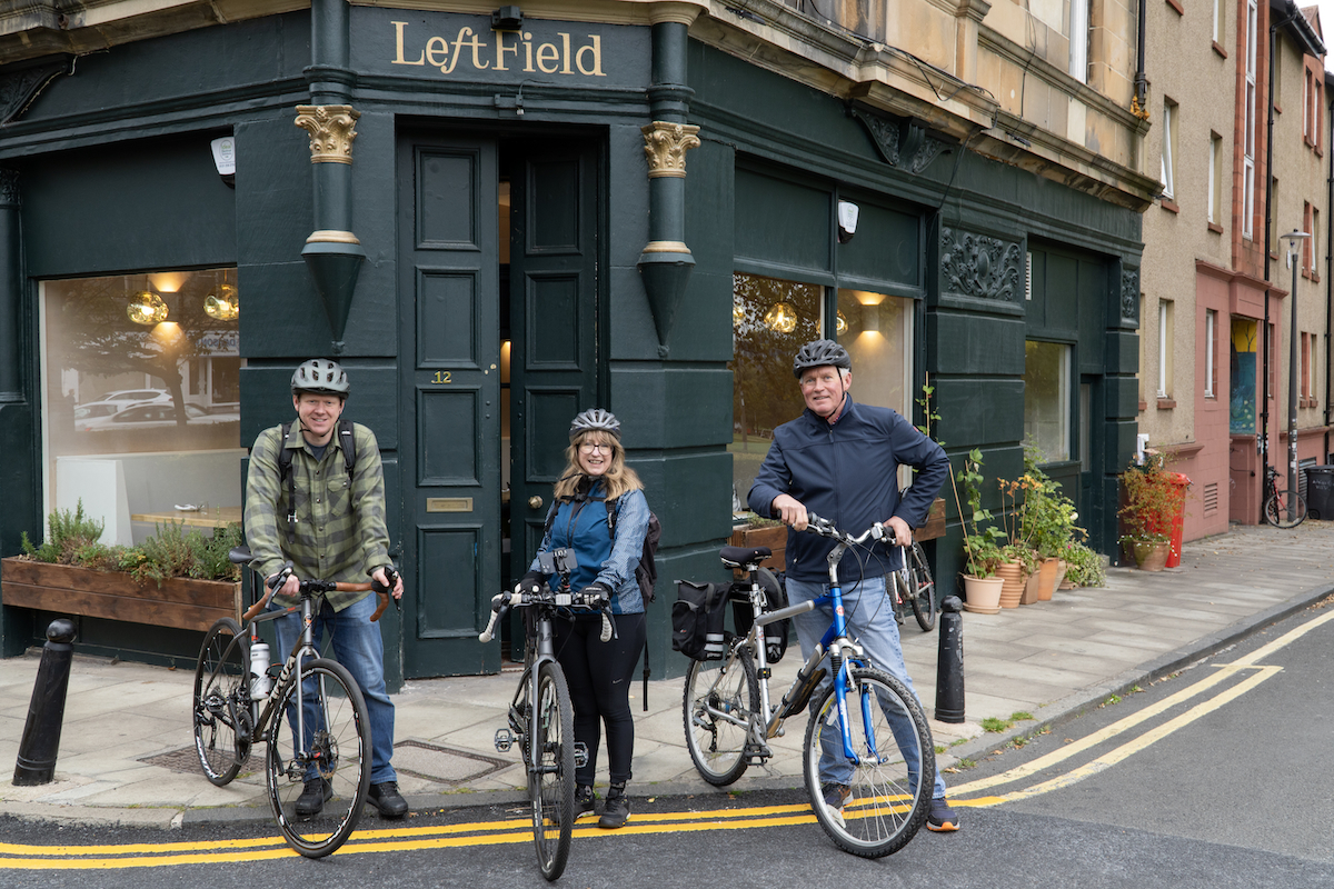 Cyclists outside Leftfield