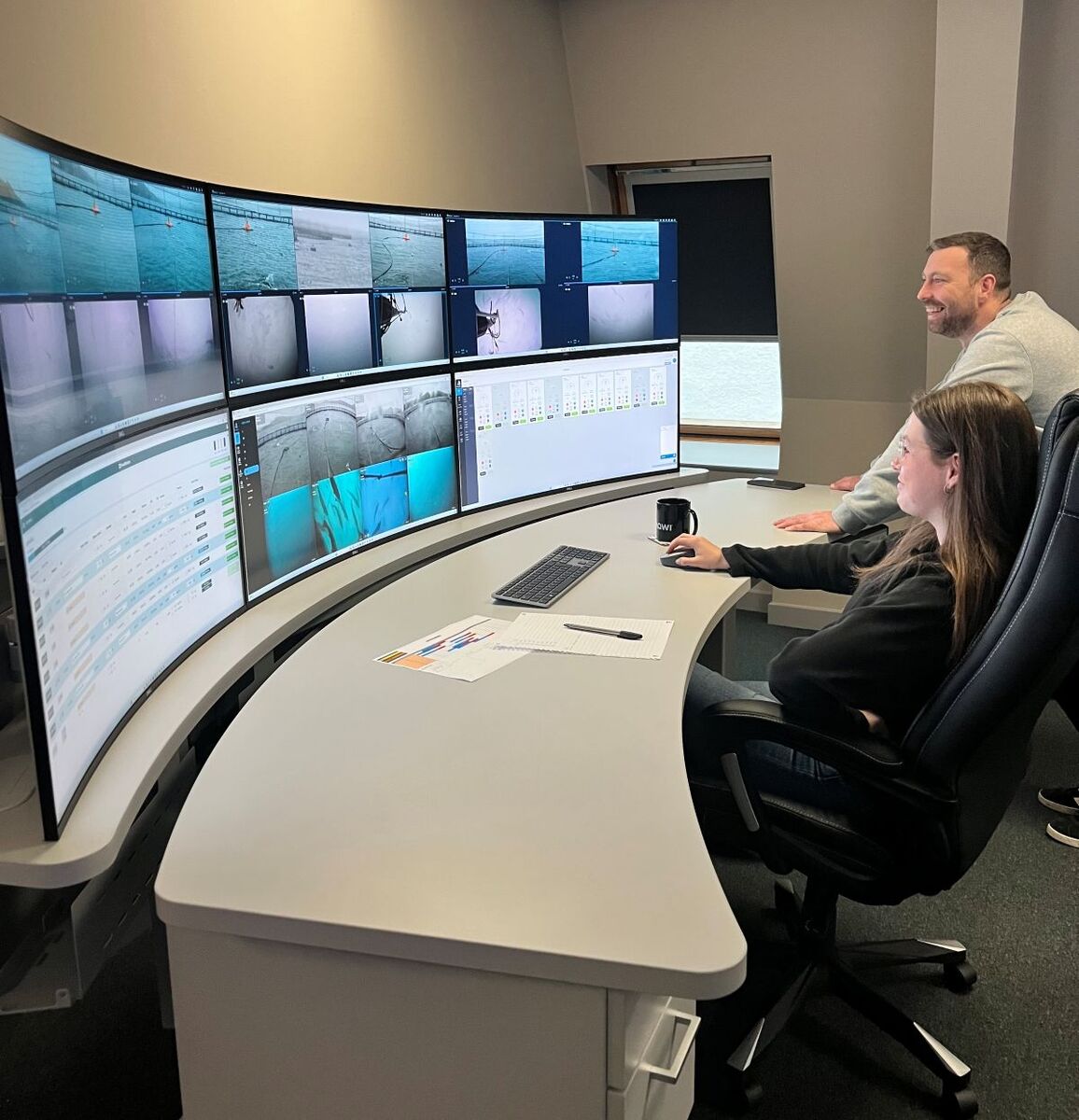 Mowi Caitlin Macdonald and Harry Fry at the new Remote Operations Centre in Stornoway 5nov25