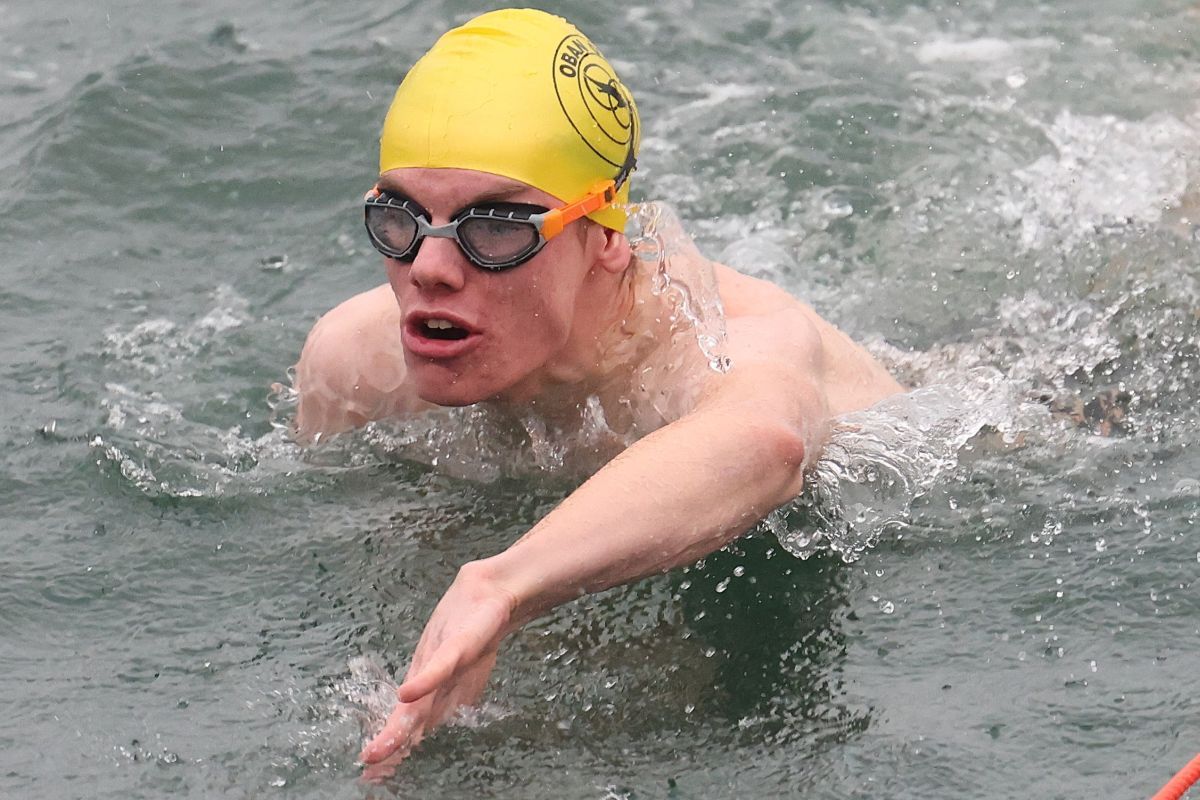 Going for 'cold' when Oban hosted the Scottish Winter Swimming Chamionships from the North Pier Pontoons. Photograph: Kevin McGlynn.