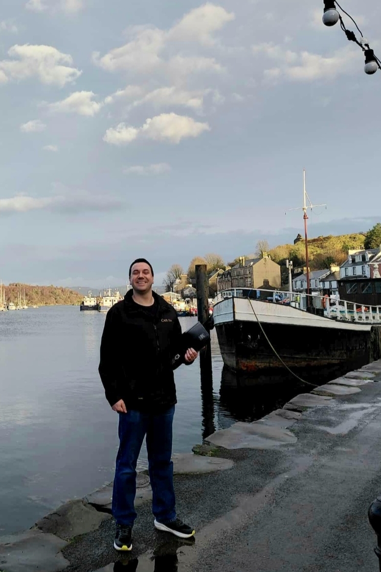 Councillor Alastair Redman at Tarbert Harbour.