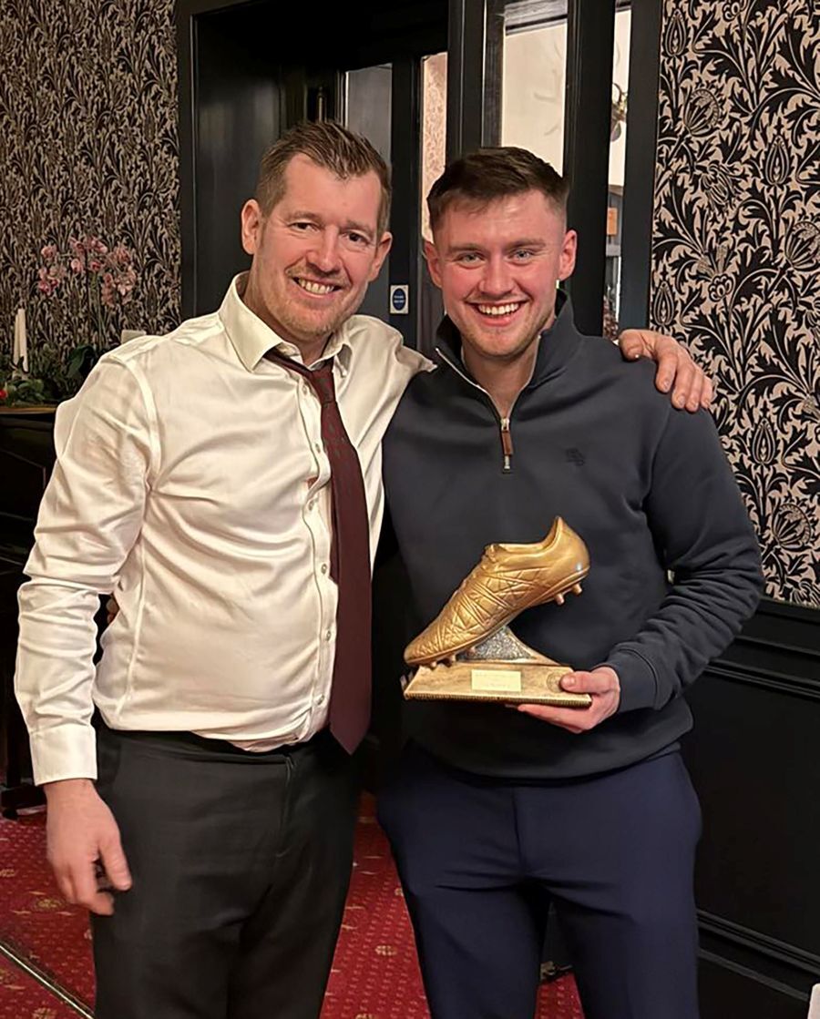 Former Captain Jaimie Young, left, presented Sam MacKenzie with his Top Goal scorer award. Former Captain Jaimie Young, left, presented Sam MacKenzie with his Top Goal scorer award.