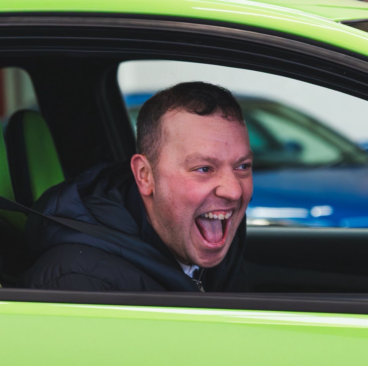 Calum MacLellan winning at life in the dream car he has just won through an on-line competition. Photograph: Calum MacLellan Calum MacLellan winning at life in the dream car he has just won through an on-line competition. Photograph: Calum MacLellan