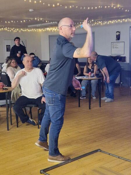 Charlie Robertson, who finished runner up, mid-throw during the hard-fought final.