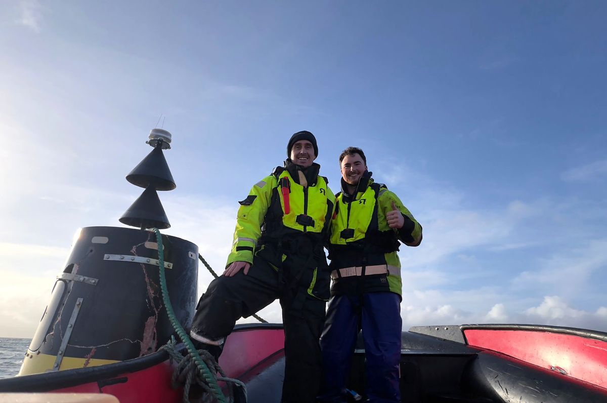 Bakkafrost Scotland site manager Craig Johnstone, left, and senior marine operative Bryce Harvey helped restore the full Gigha ferry timetable by replacing vital lighting that had failed.