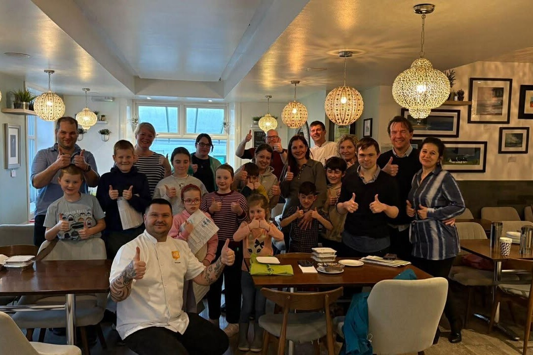 Parents and children with chef Zoltan Szabo at Lamlash Bay Hotel. Photograph: Lamlash Bay Hotel. Parents and children with chef Zoltan Szabo at Lamlash Bay Hotel. Photograph: Lamlash Bay Hotel.
