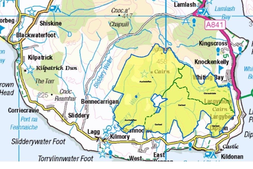 The Southend Land Management Plan covers the area highlighted in yellow. Photograph: FLS. The Southend Land Management Plan covers the area highlighted in yellow. Photograph: FLS.