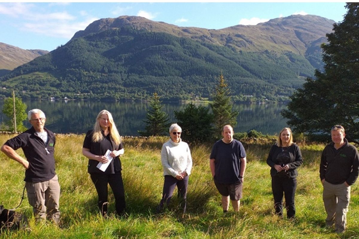 Representatives from Forestry and Land Scotland&nbsp;alongside Maggie Byrne of Kyle and Lochalsh Community Trust, Donald MacIntosh of&nbsp;Loch Duich Community Council and Morven Taylor of Communities Housing Trust on a&nbsp;site visit to the land at Saraig which has just been bought by KLCT.