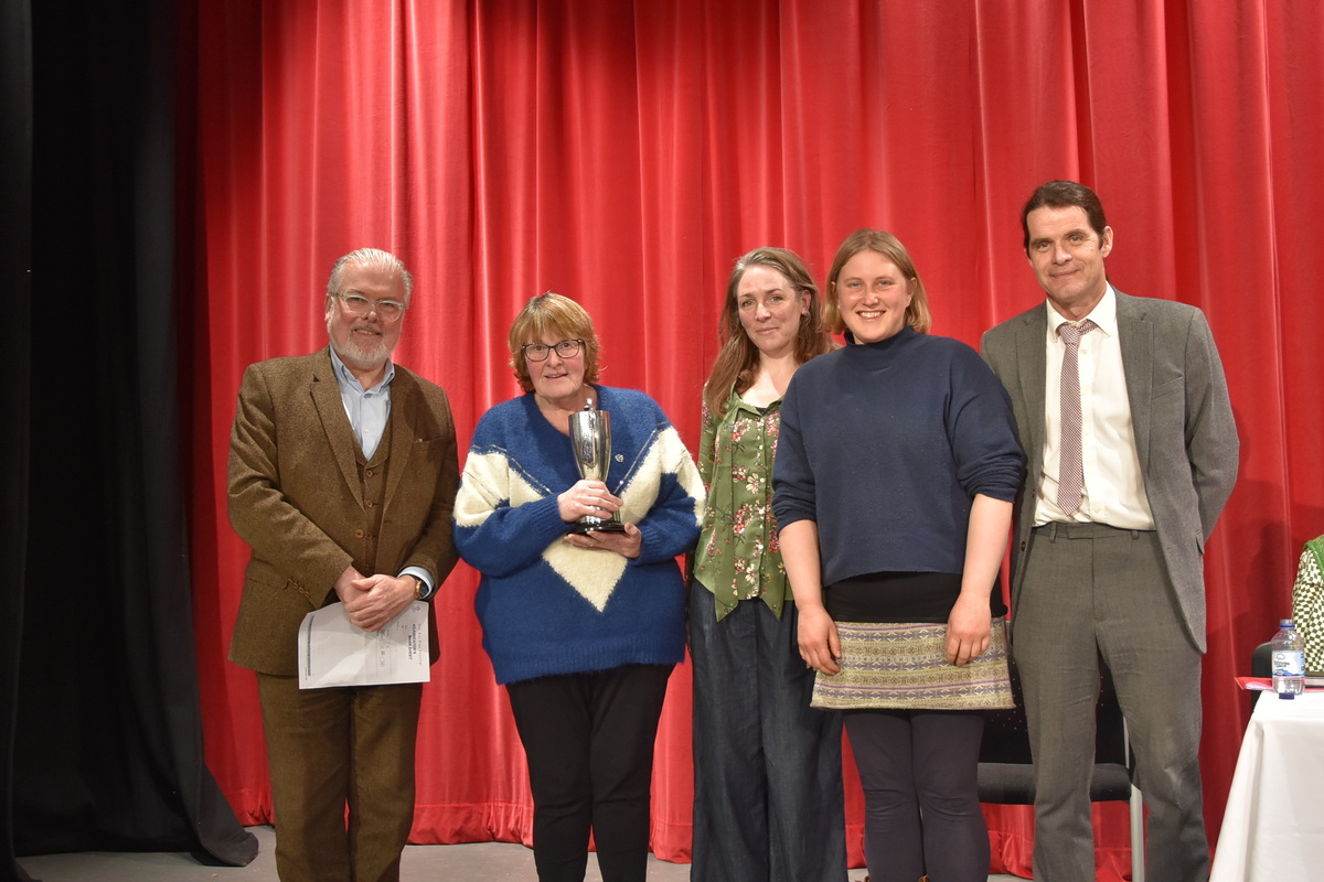 Maureen Smith and the cast of best overall production, Dirty Business, Jo Godwin, Kate Green and Andy McNamara.