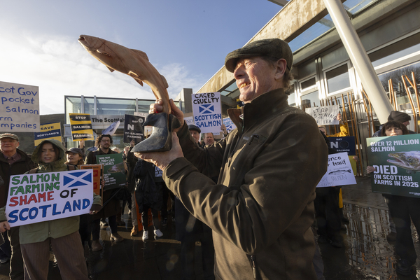 Holyrood protest calls for an end to salmon farming growth in Scotland