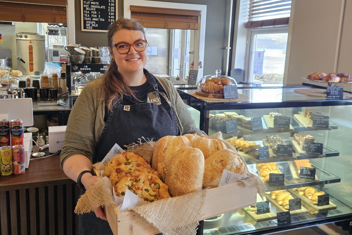 Gina Mitchell with treats from Loch & Loaf, proud to be serving up a part of Pennyghael's future 'roll' Photograph: Loch & Loaf