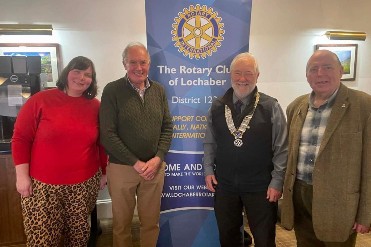 Photographed from left are Laura Brown, Mark Bowman, President David Mee and Rotarian Rev Anthony Jones.