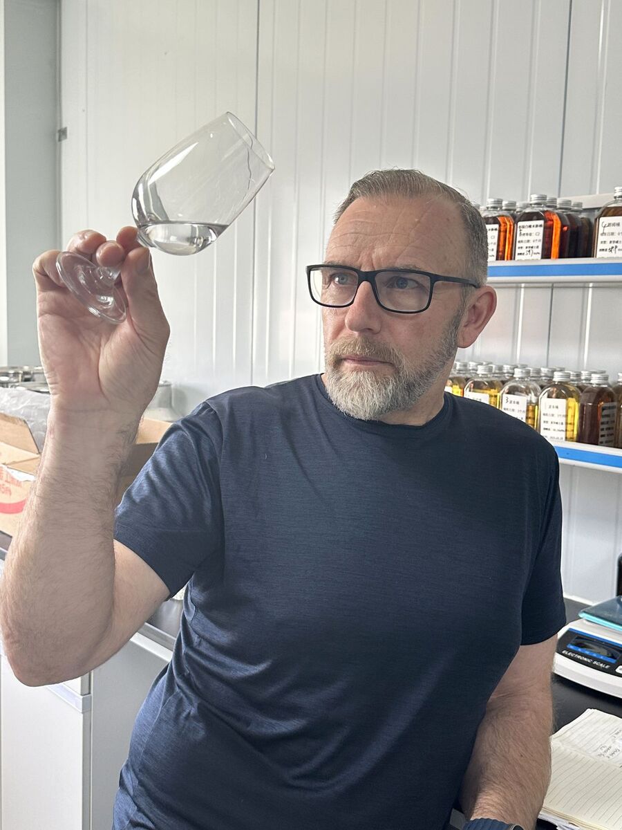 Iain assesses spirit samples as work continues to develop the distillery&rsquo;s distinctive flavour profile.