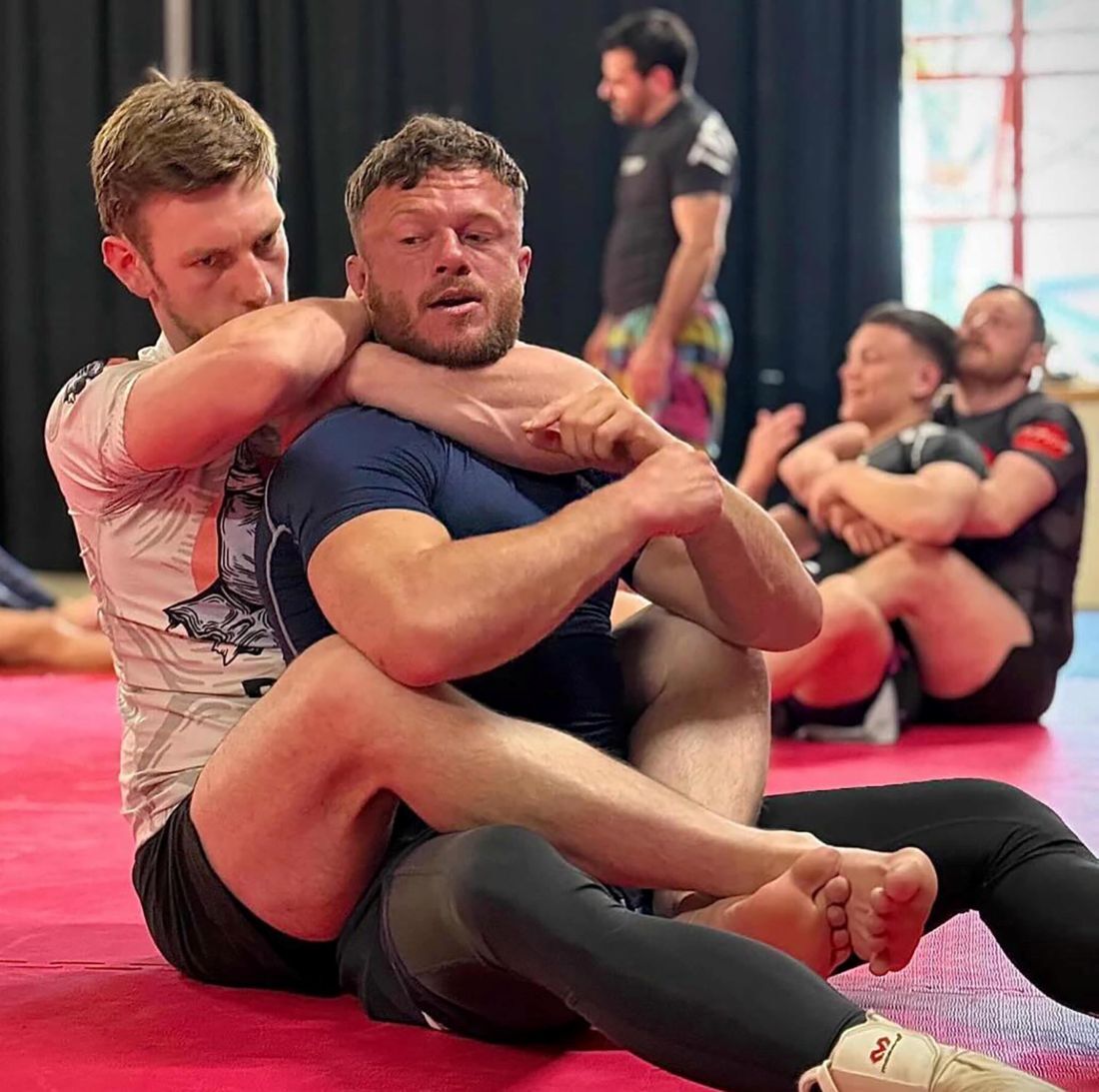 Action on the mats. Photograph supplied.