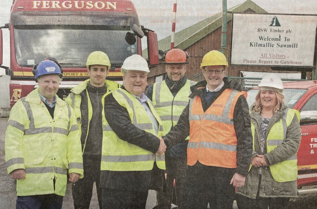 2016: Members of the BSW group and Ferguson Transport and Shipping are pictured at&nbsp;Corpach. Ferguson Transport and Shipping group has bought the K1 BSW sawmill site at&nbsp;Corpach for its logistics hub. 
