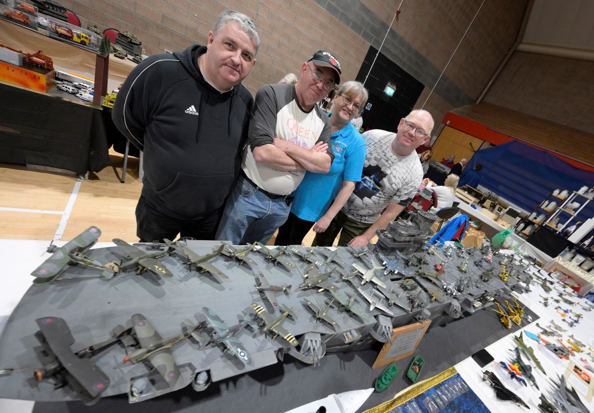 Setting sail once again, the 10 foot long model of the WWll aircraft carrier HMS Ark Royal, built by &nbsp;members of the Air Training Corps at Claggan over 30 years ago and has been on display at every model show. Photograph: Iain Ferguson, alba.photos.