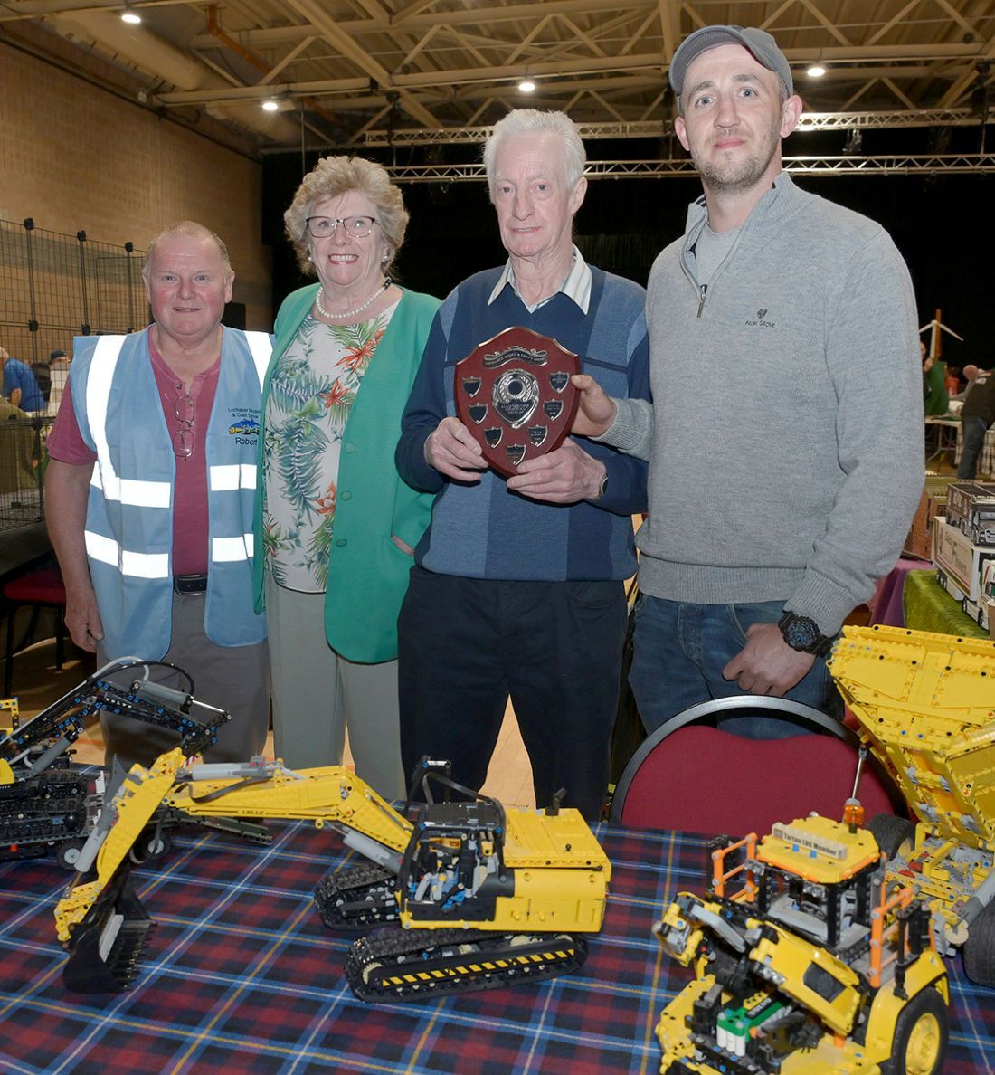 The Alan Brander Memorial Trophy was awarded to Jamie and Mhairi Mackay from Spean Bridge, centre, for an excellent display of LEGO construction vehicles and LEGO flowers. Photograph: Iain Ferguson, alba.photos.