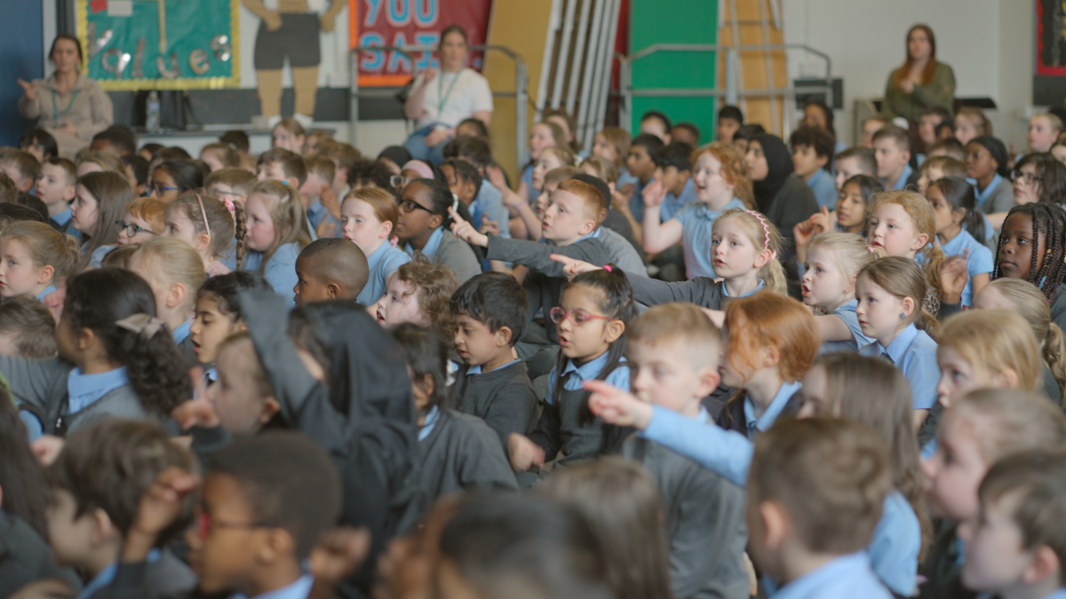 NO T20 40000 primary pupils sing Skippinish song 01 St Brigids Primary School web