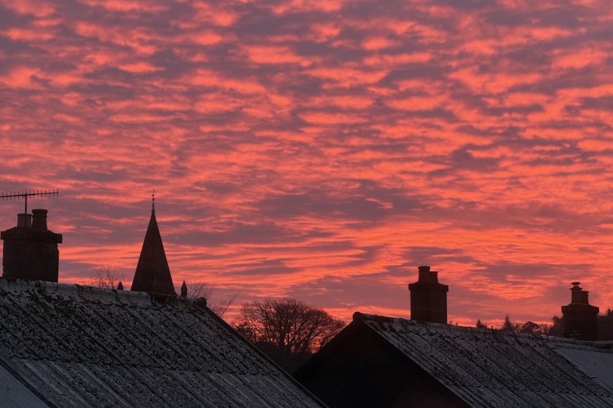 Red skies, April 2026. Photograph: Aileen Gillies