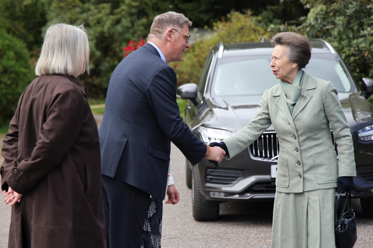 Mary’s Meals founder Magnus Macfarlane-Barrow shows HRH Princess Anne where his charity that now feeds more than three million children round the world started in a tin shed in Dalmally. Photograph: Kevin McGlynn Mary’s Meals founder Magnus Macfarlane-Barrow shows HRH Princess Anne where his charity that now feeds more than three million children round the world started in a tin shed in Dalmally. Photograph: Kevin McGlynn