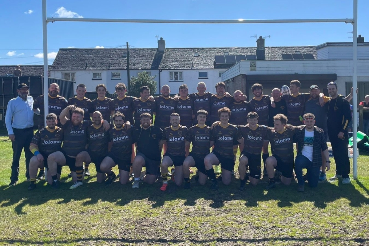 Mid Argyll RFC's squad at the Ropework Park for the final game of the 2026 season. Photograph: Drew Buckley