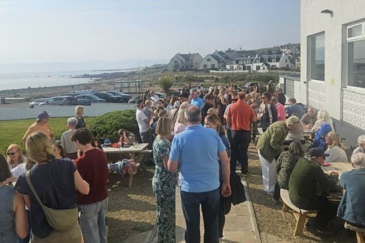 Well-wishers gathered outside the Kinloch Hotel to wish Barbara and Robbie Crawford all the best for the future. Photograph: Charles Currie. Well-wishers gathered outside the Kinloch Hotel to wish Barbara and Robbie Crawford all the best for the future. Photograph: Charles Currie.