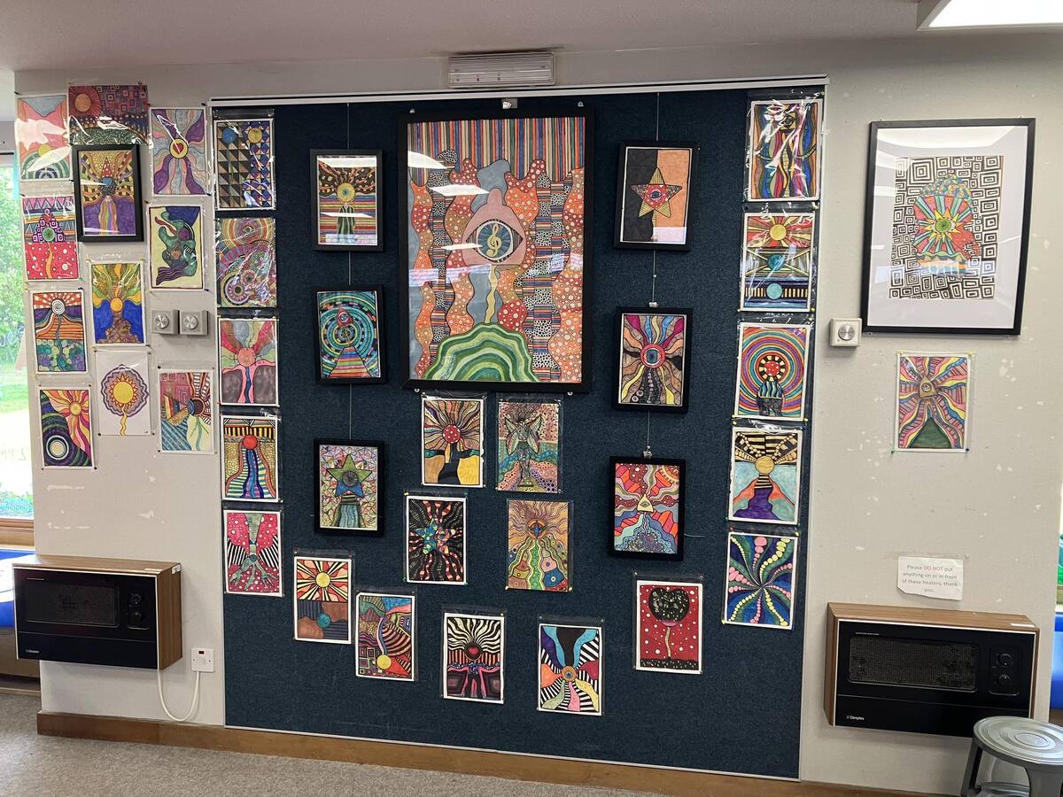 Mick Shroom’s colourful display will be on show at Brodick Library until the end of the month. Photograph: Mick Shroom. Mick Shroom’s colourful display will be on show at Brodick Library until the end of the month. Photograph: Mick Shroom.