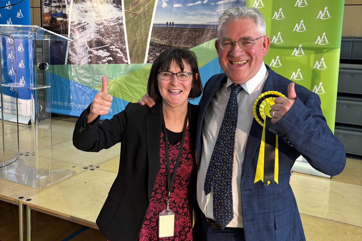 Patricia and Kenneth Gibson celebrate their successes. Photograph: Stewart McConnell, Local Democracy Reporting Service. Patricia and Kenneth Gibson celebrate their successes. Photograph: Stewart McConnell, Local Democracy Reporting Service.