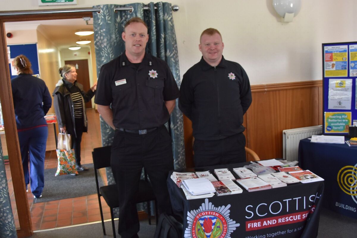 Iain Campbell and Greg Adams of Scottish Fire and Rescue Service spoke with visitors about their home fire safety visits that are available. Iain Campbell and Greg Adams of Scottish Fire and Rescue Service spoke with visitors about their home fire safety visits that are available.