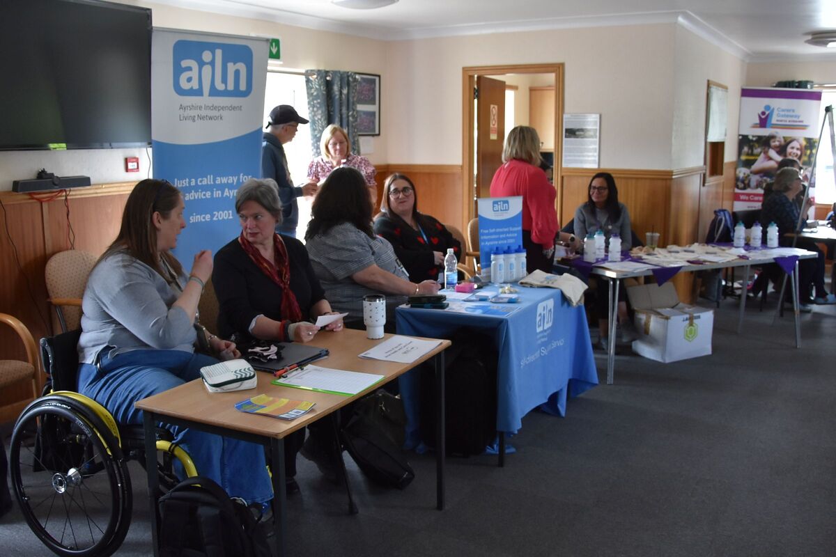Representatives from Disability Arran, Ayrshire Independent Living Network and Turning Point Scotland prepare to meet with visitors at Ormidale Pavilion in Brodick. Representatives from Disability Arran, Ayrshire Independent Living Network and Turning Point Scotland prepare to meet with visitors at Ormidale Pavilion in Brodick.