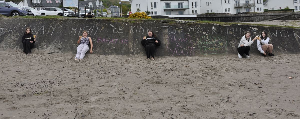 Be kind to your mind. Oban High School pupils enjoying Ganavan.