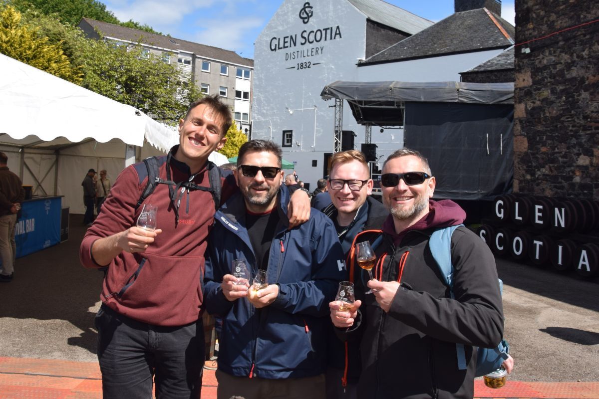 Polish friends Marcin Lasoń, Krzysztof Kupiec, Marcin Cieślewicz and Szymon Dziura enjoying the atmosphere at Glen Scotia’s open day. 