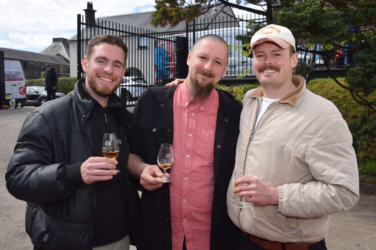 Agustin Tallarico from Argentina, Kristaps Baranovs from Latvia and Scotsman Joseph Brown, who all work as bar managers in Edinburgh, travelled to Campbeltown after a trip to Arran.
