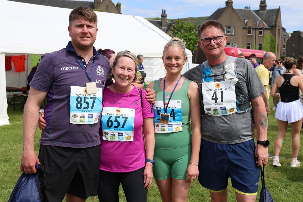 The O’May family were all smiles after completing this year’s MOK Run. Photograph: Kenny Craig. 